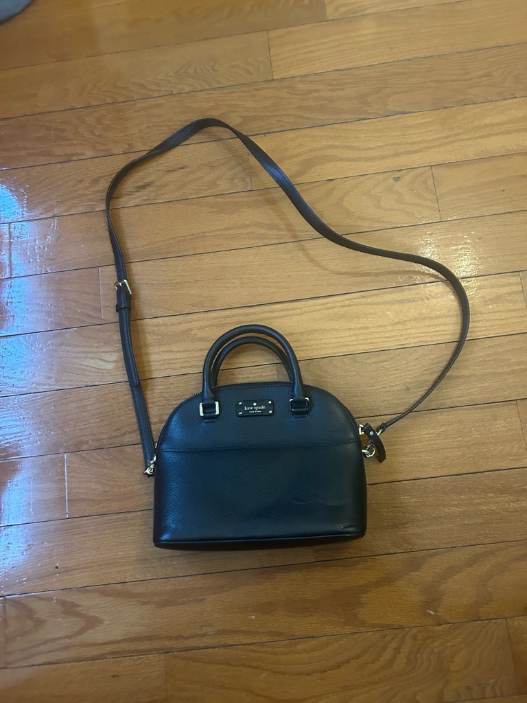 Kate Spade Black Pebbled Leather Dome Crossbody Satchel